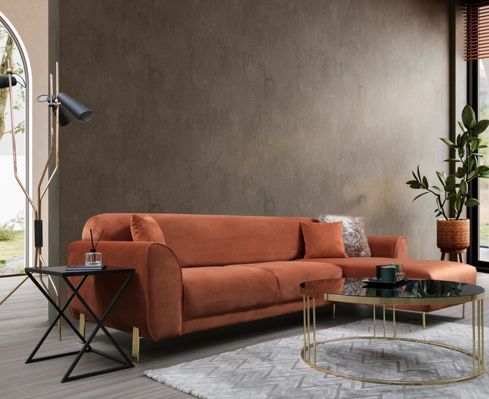 Atelier Del Sofa Sofá-Cama de Esquina Color Canela